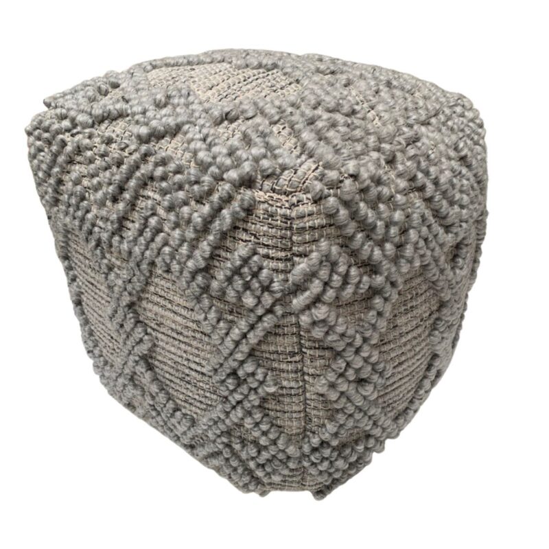 Zitzak beanbag lichtgrijs, grof geweven wol, 40x40x40 cm, productfoto 2