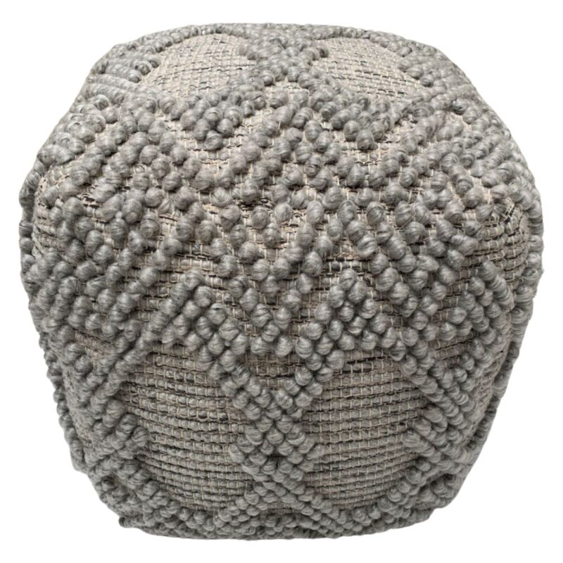 Zitzak beanbag lichtgrijs, grof geweven wol, 40x40x40 cm, productfoto 3