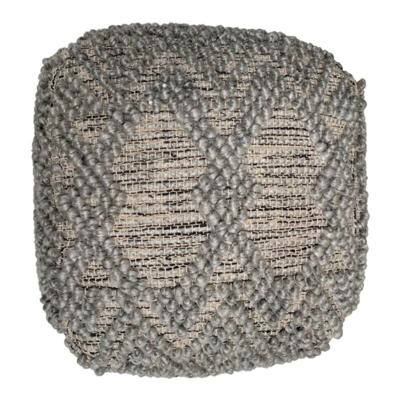 Zitzak beanbag lichtgrijs, grof geweven wol, 40x40x40 cm, productfoto 4