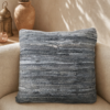 Sierkussen geweven gerecycled leer, steengrijs, 45x45 cm