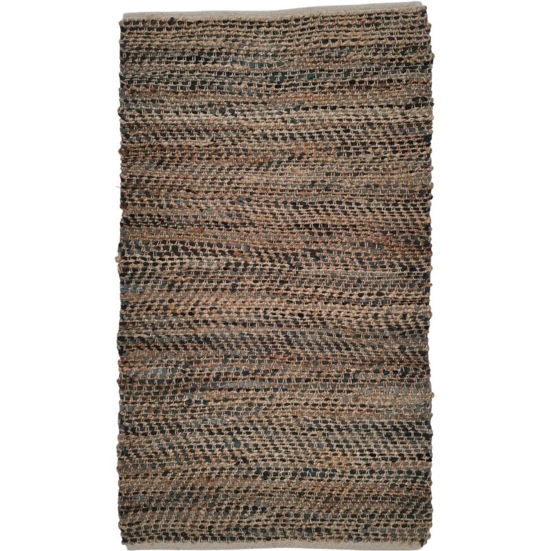 Vloerkleed jute en gerecycled leer, grijs naturel, 200x300 cm, productfoto 3