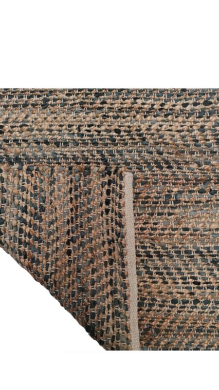 Vloerkleed jute en gerecycled leer, grijs naturel, 200x300 cm, productfoto 4