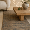 Vloerkleed jute en gerecycled leer, grijs naturel, 200x300 cm