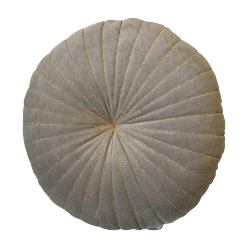Rond kussen fluweel zilvergrijs met gouddraad, 40 cm, productfoto 2